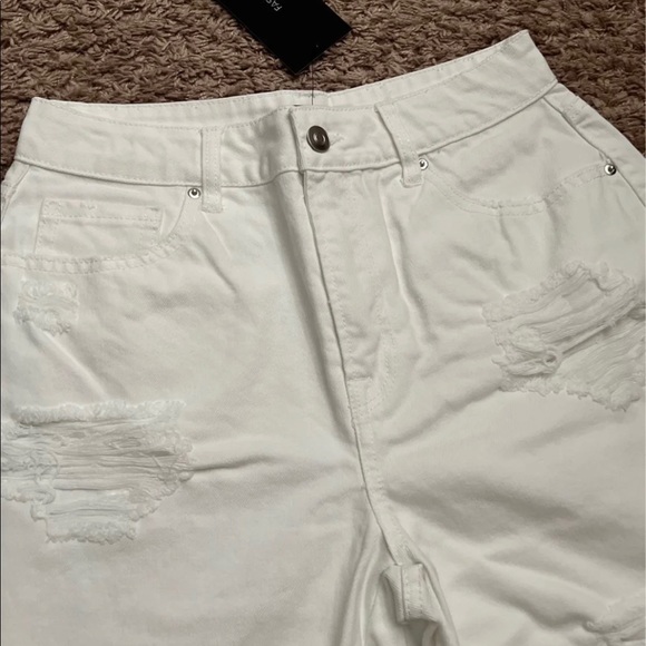 White Distressed Denim Shorts - Picture 7 of 11